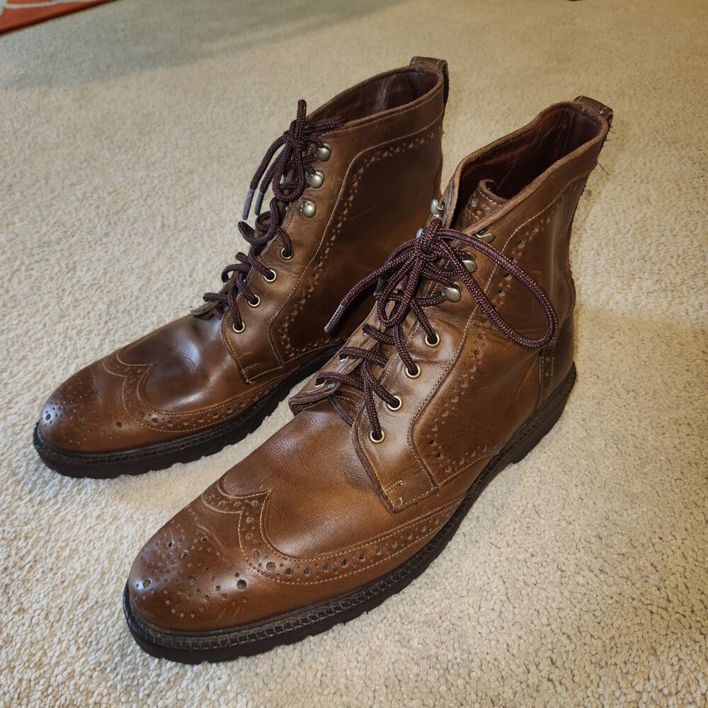 Allen Edmonds Brown Leather Lace-Up Boots sz 13 B